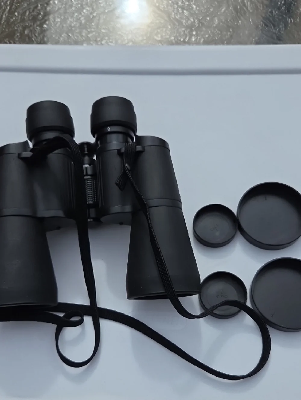 Black Binoculars with Red Lenses - Compact Outdoor Optics